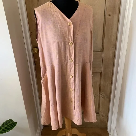 Flax 100% linen oversized summer dress size small - Picture 3 of 10